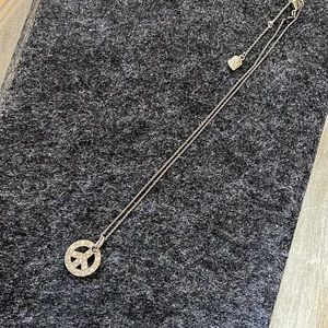 Silver and crystal Peace sign Necklace from Nordstrom . Excellent condition